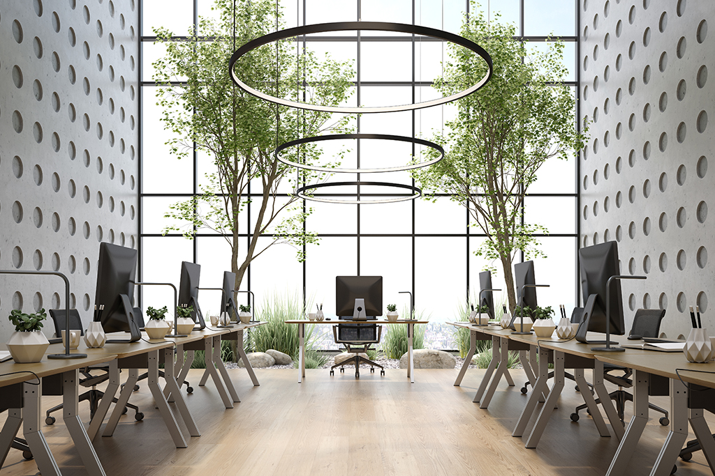modern office concept – natural light and greenery